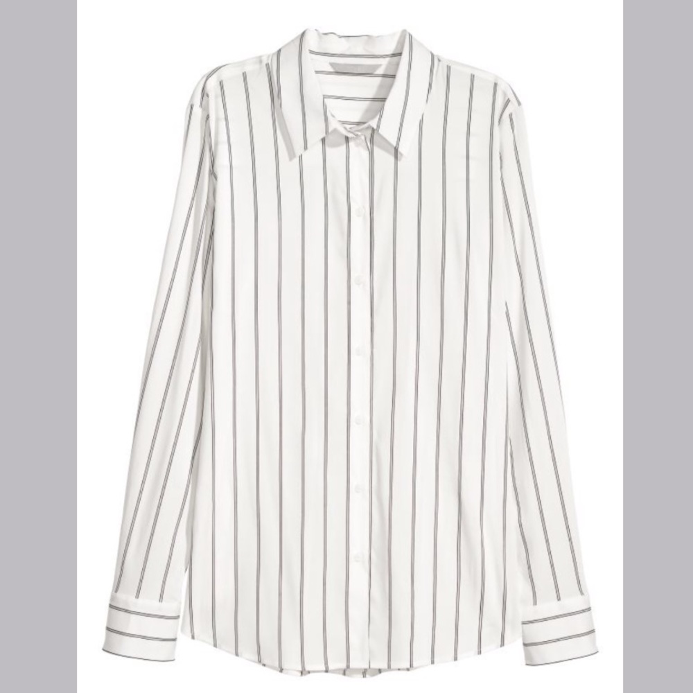 H&M White and Black Pinstripe Button Down Sz 10